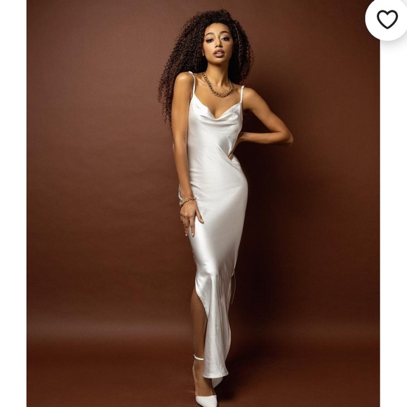 Champagne Silk Slip Dress - Picture 1 of 10
